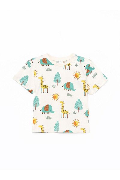 LC Waikiki Crew Neck Short Sleeve Baby Boy T-Shirt and Pants 2-Piece Set (S4)