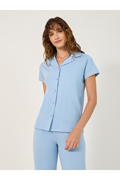 Styli COTTON JERSEY SHORT SLEEVE BUTTON THRU SHIRT  and PJ SET