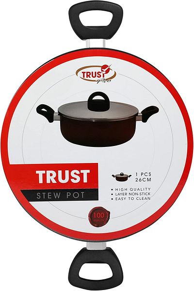 Trust Pro Non Stick Stew Pot with 2 Layered Aluminium Coating, 26 cm, Brown