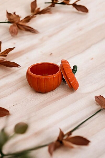 Yuva Concept Set of 4 Decorative Pumpkin with Lid, 2 Medium Size, 2 Small Size Sugar Bowl-Turkish Delight Bowl-Spice Bowl- Presentation Bowl-Orange