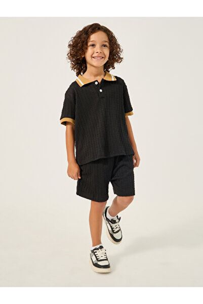 Styli Contrast Collar Polo T-Shirt and Shorts Set