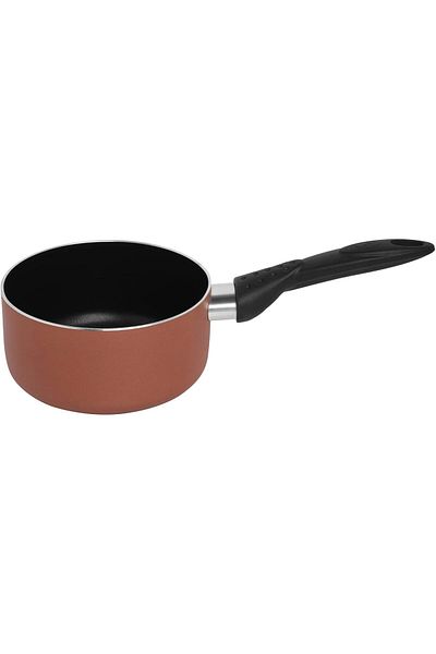 Trust Pro Non Stick Sauce Pan Without Lid & 2 Layered Aluminium Coating, 16 cm, Brown