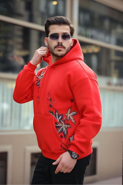 Miron Hanorac oversize cu trei fire brodat cu frunze roșii- 2458