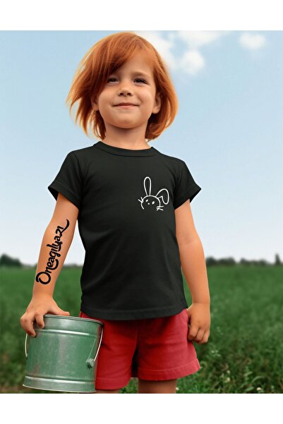 oneagılyazı Rabbit Printed Girl's Oversize T-Shirt