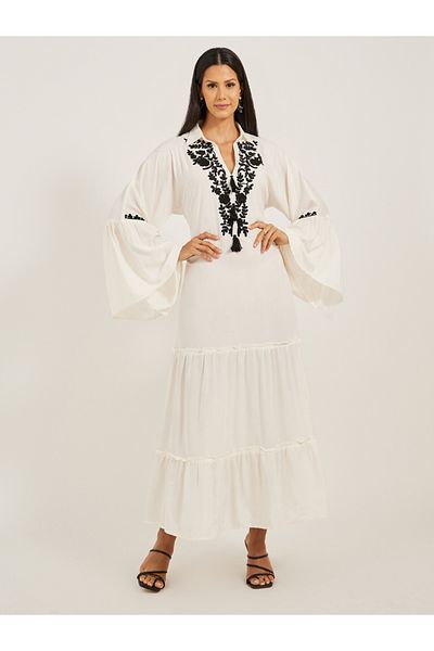 Maxim Creation By Styli Embroidered Angel Sleeve A-Line Tiered Kaftan