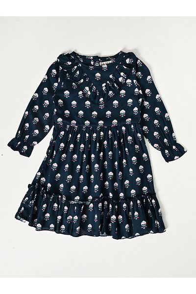 Bella Moda By Styli Floral Print Round Neck Tiered Dress
