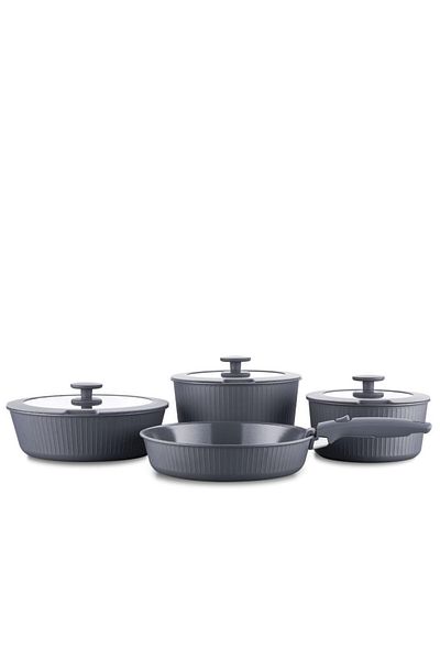 KORKMAZ Gray Nova Pratika 8 Piece Cookware Set A2792-1