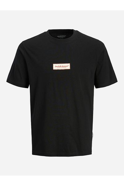 Jack & Jones Jack Jones Jorsplıt Fakestıtch Brandıng Tee S Pls Erkek Siyah Büyük Beden Tshirt 12278571-02