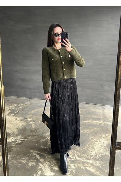 BUTİK C Satin Crinkle Skirt