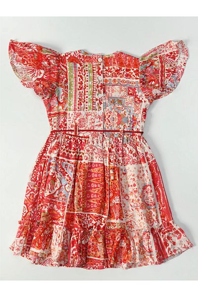 Bella Moda By Styli All-Over Print Lace Detail Dress