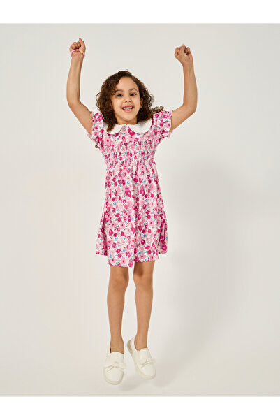 Styli Floral Print Gathered Detail Dress