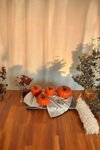 Yuva Concept 4-Piece Decorative Pumpkin with Lid 1 Medium Size 3 Small Size Sugar Bowl-Turkish Delight Bowl-Spice Bowl- Presentation Bowl-Orange