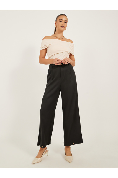 Styli بنطال واسع الساق بقصة ضيقة وارتفاع متوسط