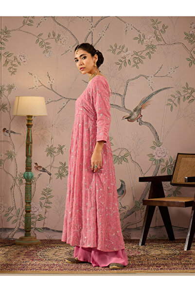 Sassafras By Styli Embellished Sequins Sweetheart Neck Anarkali Kurta