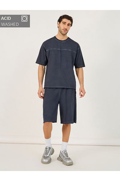 Styli Terry Acid Wash Round Neck T-Shirt and Shorts Co-Ords
