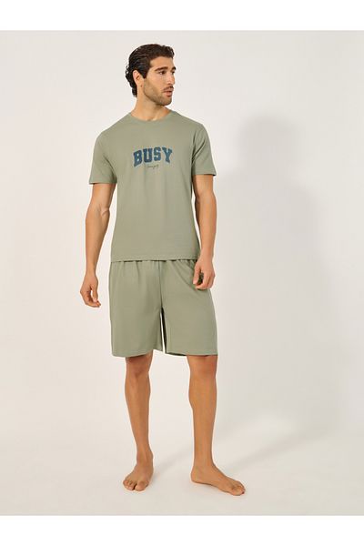 Styli Slogan Print Round Neck T-Shirt and Short Pyjama Set