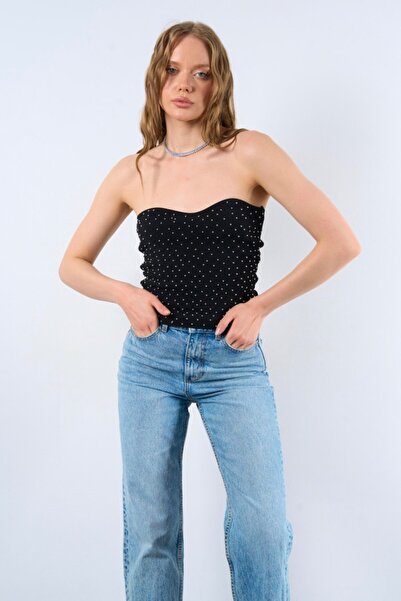 Genel Markalar Kadın Standart Beden Taşlı Straplez Büstiyer