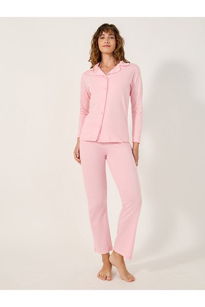 Styli COTTON JERSEY LONG SLEEVE BUTTON THRU SHIRT and PJ SET