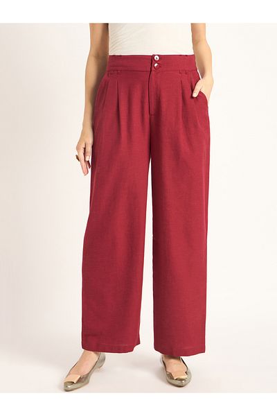 Femmella By Styli Mid Rise Dual Button Detail Straight Pant