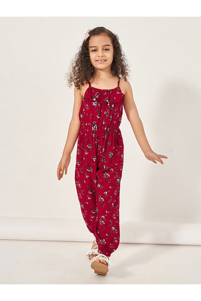 Styli All-Over Print Strappy Ruched Waist Jumpsuit