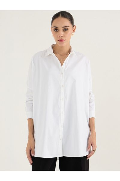 Femmella By Styli Oversized Spread Collar Cotton Shirt