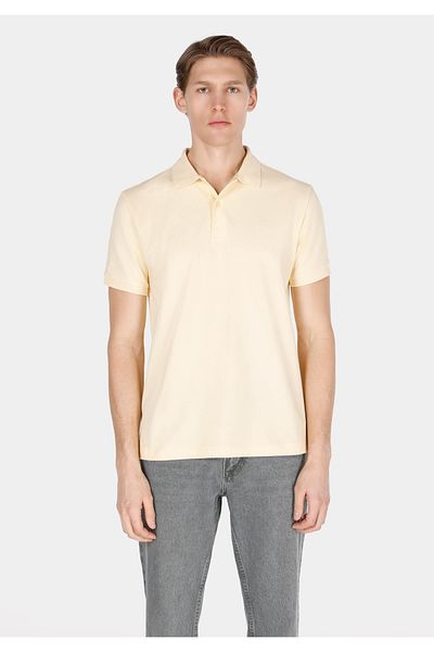 Colin's Regular Fit Polo Neck Plain Men's Yellow Short Sleeve T-Shirt