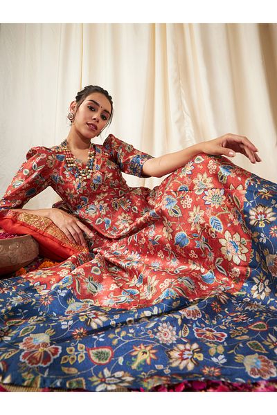 Sassafras By Styli Floral All Over Print A-Line Midi Dress
