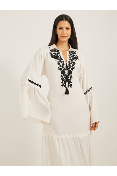 Maxim Creation By Styli Embroidered Angel Sleeve A-Line Tiered Kaftan