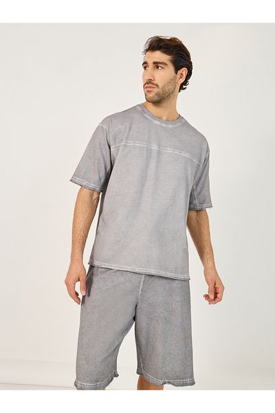Styli Terry Acid Wash Round Neck T-Shirt and Shorts Co-Ords