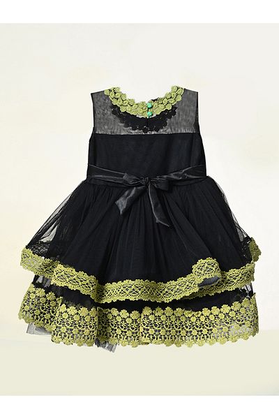 Bella Moda By Styli Embroidered Layered Mesh Insert Dress