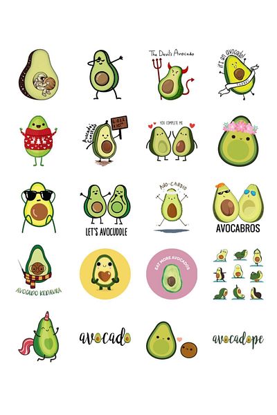 Major Selection Set de autocolante cu avocado 20 autocolante potrivite pentru telefon, computer și alte suprafețe