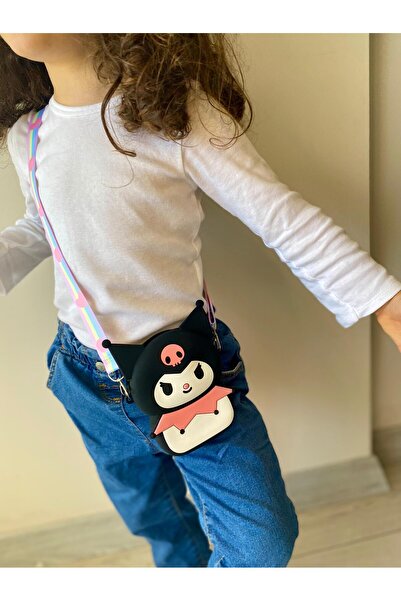 shop Kız Çocuk Sanrio Kuromi Figürlü Çıkartılabilir Ayarlanabilir Askı Silikon Mor Çapraz Çanta Cüzdan