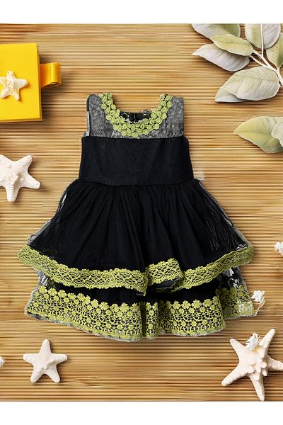 Bella Moda By Styli Embroidered Layered Mesh Insert Dress