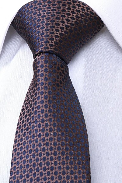 Esgue Σετ δώρου με μοτίβο καφέ μπλε γραβάτα & μαντήλι & μανικετόκουμπα