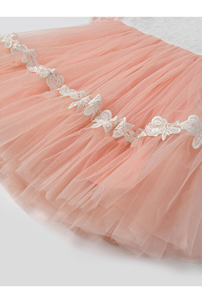 Bella Moda By Styli Floral Applique Mesh Insert Dress