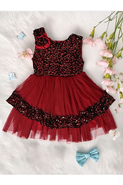 Bella Moda By Styli Sequined Layered Mesh Insert Party Dress