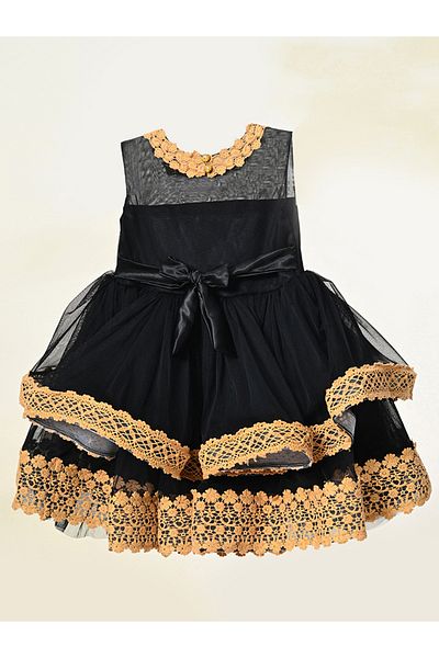 Bella Moda By Styli Embroidered Layered Mesh Insert Dress