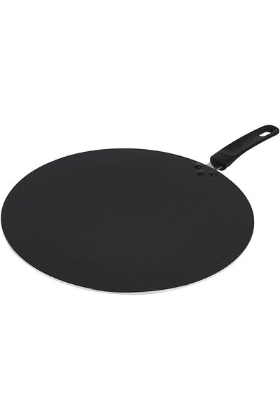 Trust Pro Non Stick Flat Pan Cookware with 2 Layered Aluminium Coating, 30 cm, Brown