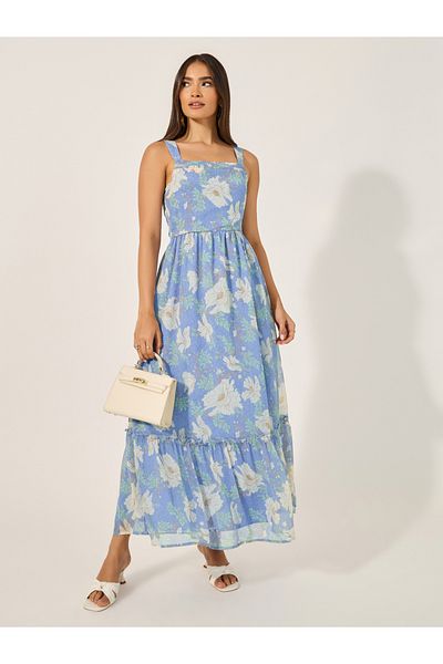 Styli Floral Printed Sleeveless A-line Maxi Dress