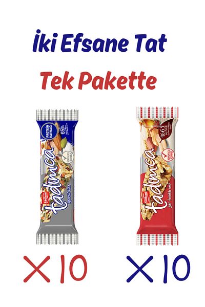 Tadım Sporty Bar & Peanut Bar Mixed Pack (20 Pieces) |   High Protein & Natural Flavor