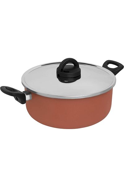 Trust Pro Non Stick Stew Pot with 2 Layered Aluminium Coating, 24 cm, Brown