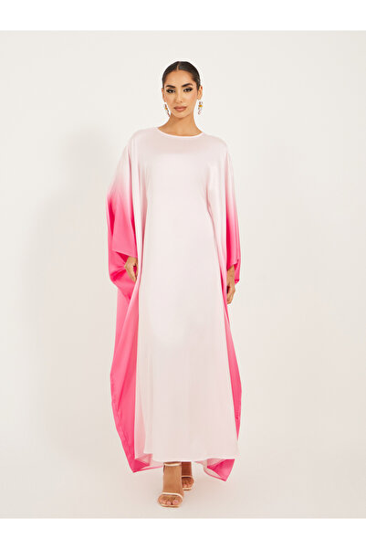 Styli قفطان فضفاض من قماش الساتان بطبعات أومبير