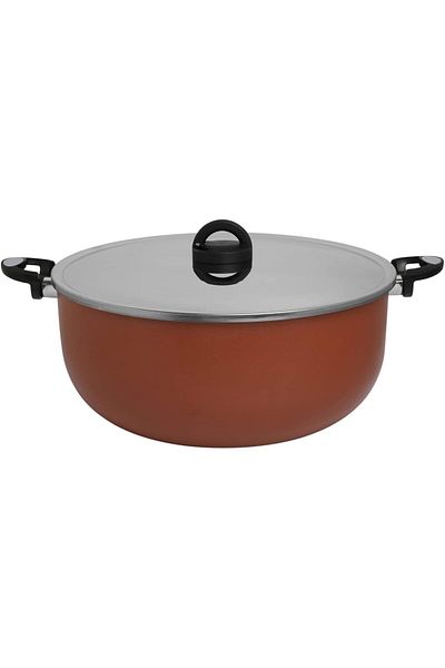 Trust Pro Non Stick Stew Pot with 2 Layered Aluminium Coating, 38 cm, Brown