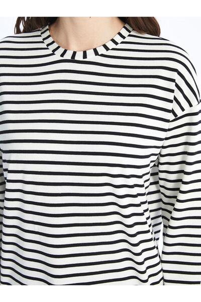 LC Waikiki Crew Neck Striped Long Sleeve Oversize Women's Tunic (S4)