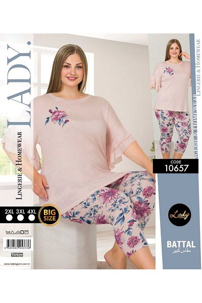 Lady Plus Size Short Sleeve Pajamas Set