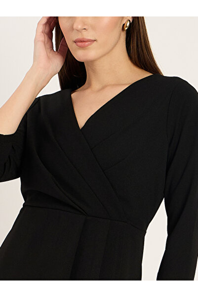 Femmella By Styli Solid V-Neck Wrap Maxi Dress