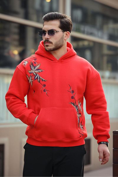 Miron Hanorac oversize cu trei fire brodat cu frunze roșii- 2458