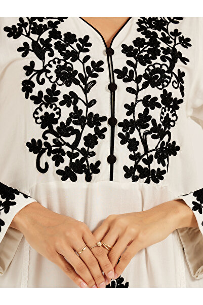 Maxim Creation By Styli Embroidered V-Neck A-Line Tiered Kaftan