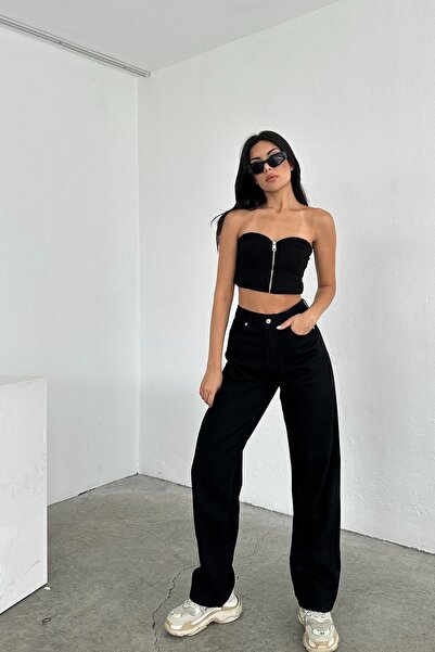 aideen بنطلون جينز فضفاض من نوع Palazzo ذو خصر عالٍ جدًا من Luna's باللون الر...