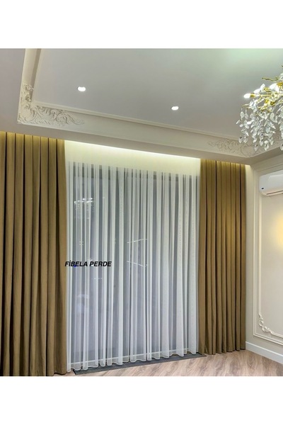 FİBELA PERDE BEYAZ RENK BİRİNCİ KALİTE 1/3 PİLELİ DÜZ TÜL PERDE, KIRIŞMAZ ÜTÜ...